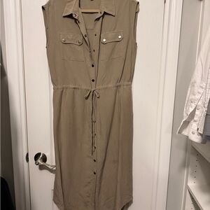 Tristan Beige Sleeveless Midi Dress